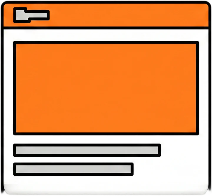 Illustratie van één klein browservenster met een eenvoudige pagina